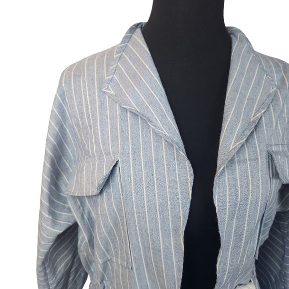 Bobi Black Blue & White Lightweight Jacket Drawstring Waist Small - Picture 5 of 9